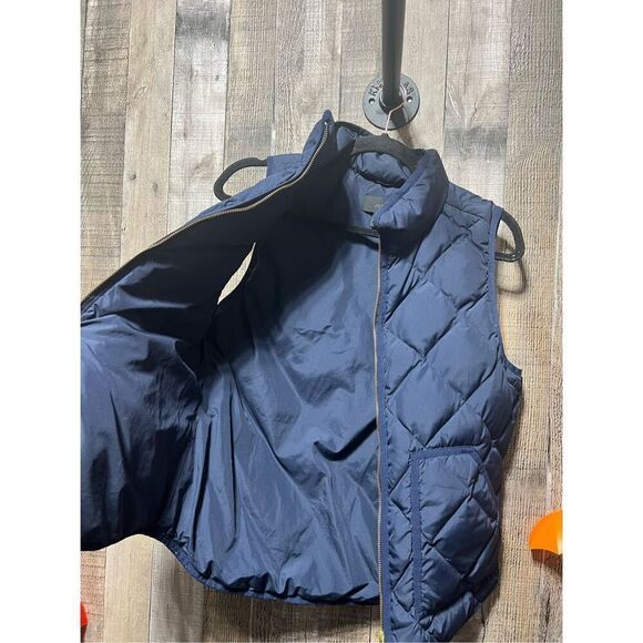 J Crew Puffer Vest Women's S Blue Quilted Down-Filled Sleeveless Full Zip Casual - Picture 3 of 5